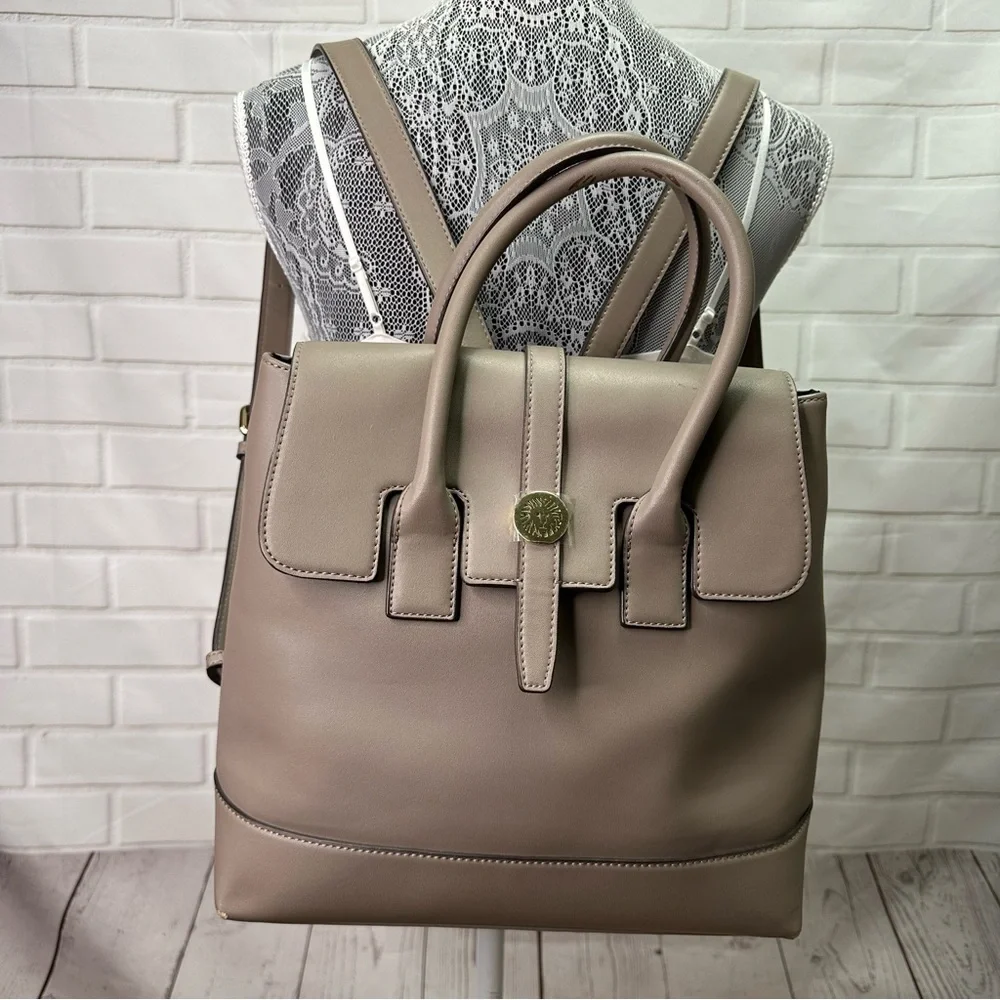 Anne Klein Backpack Purse Taupe Gray - Picture 12 of 16